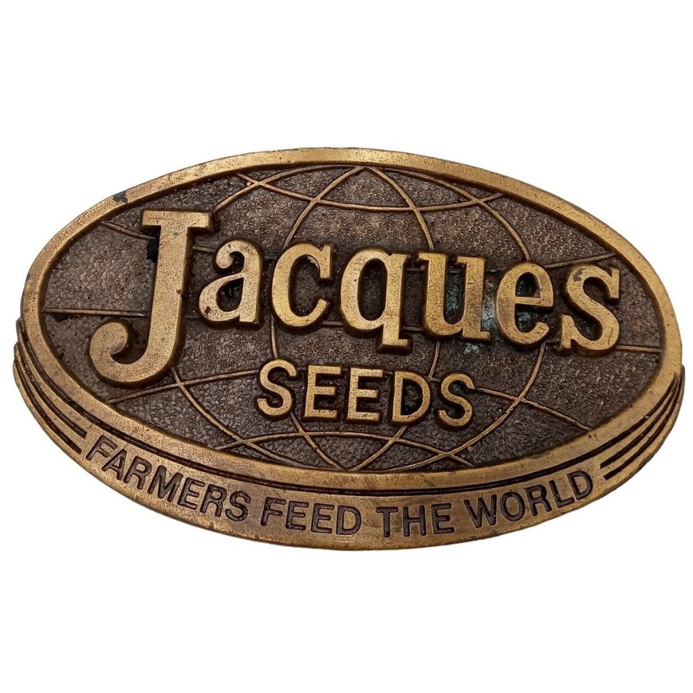 Farmers Feed The Works Belt Buckle Jacques Seeds 1977 Vintage Country Western